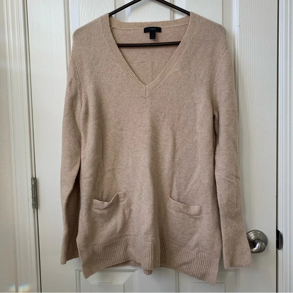 J.Crew V-neck Women’s merino wool alpaca Neutral Sweater Tan medium
